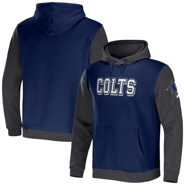 Men's Indianapolis Colts x Darius Rucker Collection Navy/Heather Charcoal Colorblock Pullover Hoodie